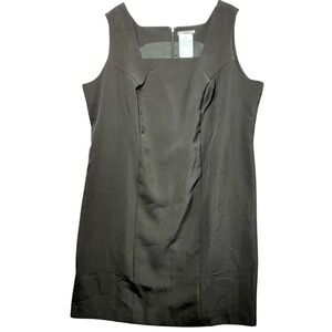 Jessica London Black Sleeveless Sheath Dress 22W Square Neck Zipper Back Lined